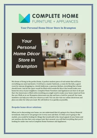 Your Personal Home Décor Store In Brampton