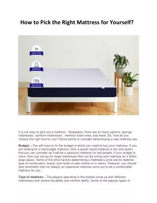 how to pick the right mattress for yourself