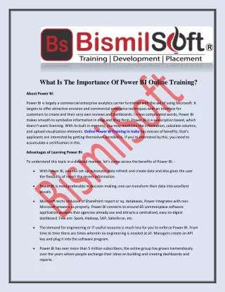 what is the importance of power bi online training