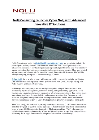 nolij consulting launches cyber nolij with