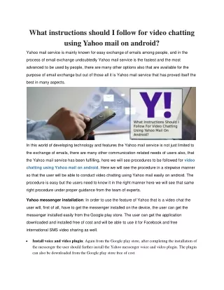 What instructions should I follow for video chatting using Yahoo mail on android