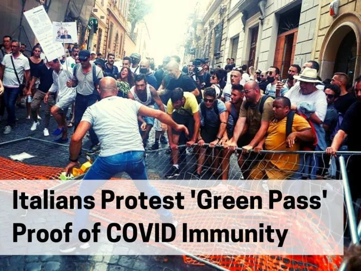 italians protest green pass proof of covid immunity