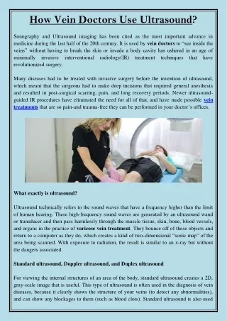 how vein doctors use ultrasound