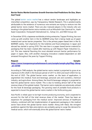 barrier resins market examines growth overview