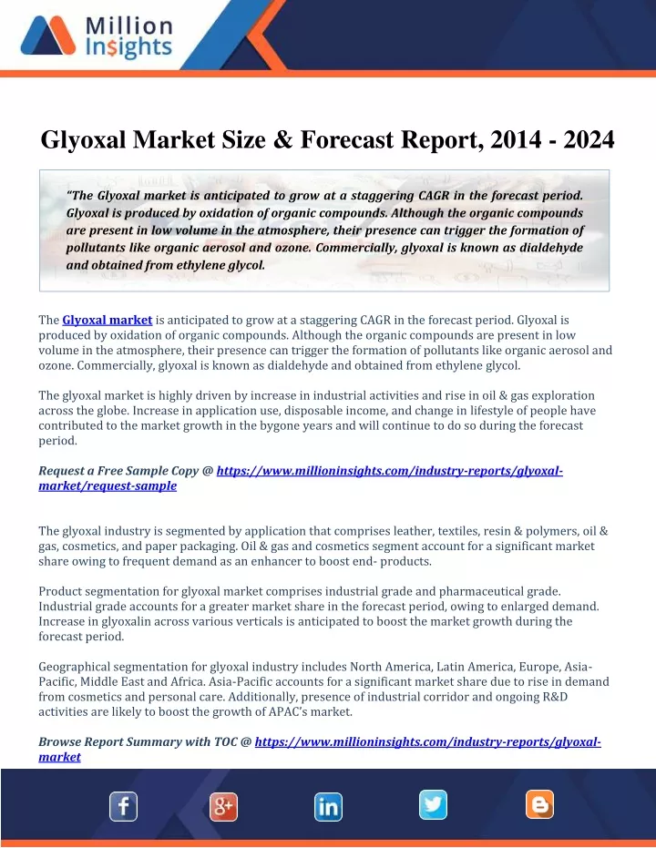 glyoxal market size forecast report 2014 2024