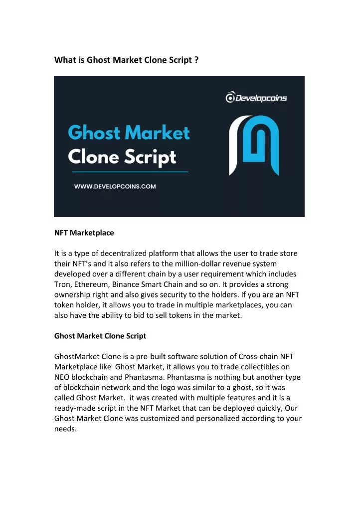 what is ghost market clone script