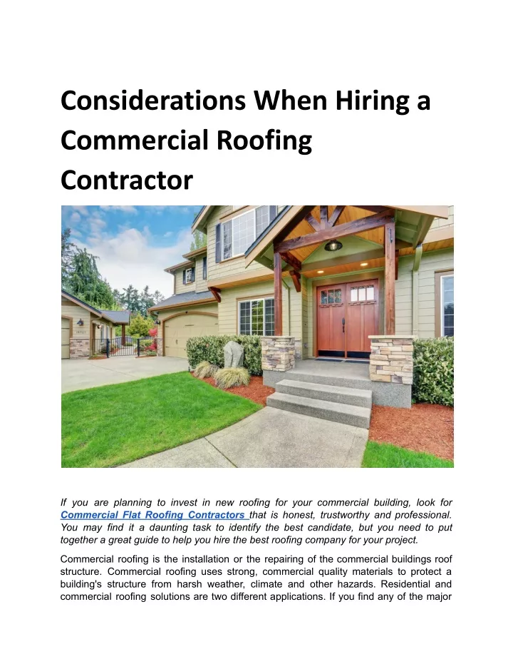 considerations when hiring a commercial roofing