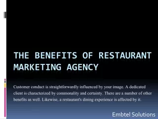 Benefits of Restaurant Marketing Agency | Embtel Solutions