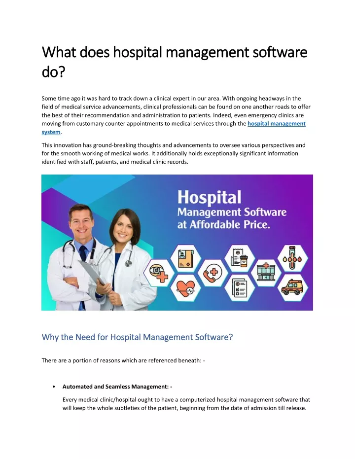 what does hospital management software what does