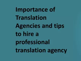 importance of translation agencies and tips