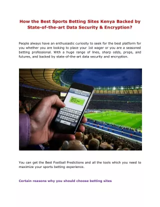 How the Best Sports Betting Sites Kenya Backed by State-of-the-art Data Security