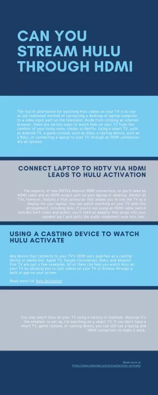 Can you stream Hulu Through HDMI