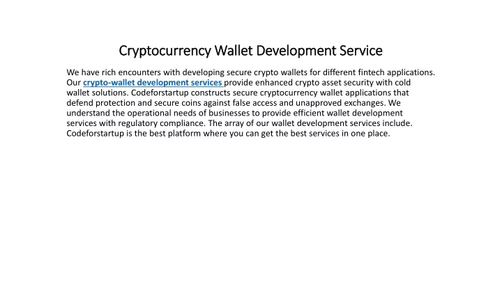 cryptocurrency wallet development service