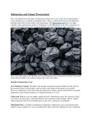 Indonesian coal-Unique Procurement
