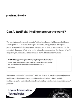 Can AI (artificial intelligence) run the world