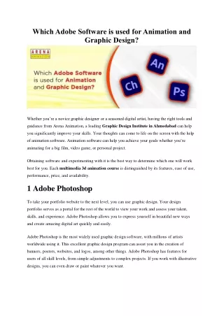 Which Adobe Software is used for Animation and Graphic Design (2)
