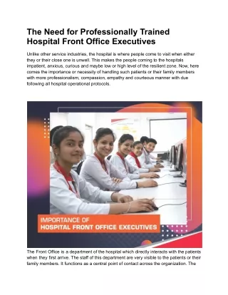 the need for professionally trained hospital