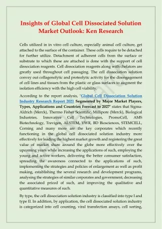 insights of global cell dissociated solution