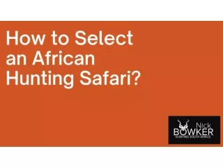 How to Select an African Hunting Safari