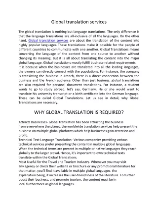 Global translation services