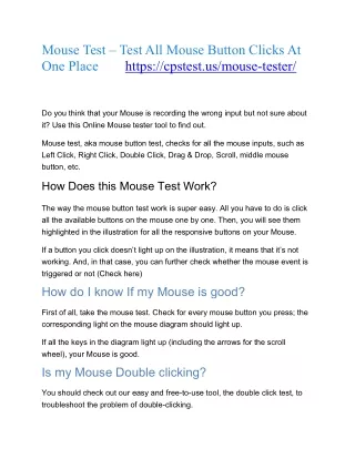 Mouse Tester