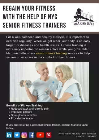 Regain your Fitness with the Help of NYC Senior Fitness Trainers