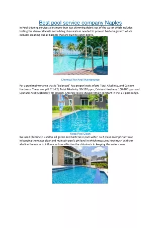 best pool service company naples in pool cleaning