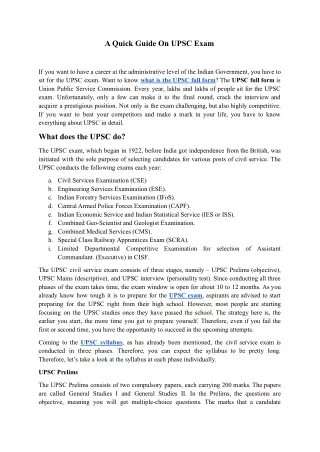 a quick guide on upsc exam