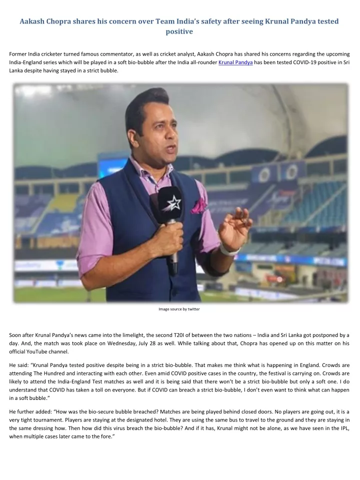 aakash chopra shares his concern over team india