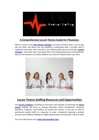 a comprehensive locum tenens guide for physicians