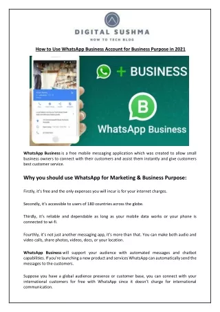 How to Use WhatsApp Business Account for Business Purpose in 2021