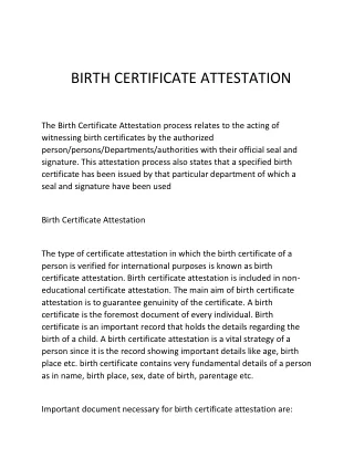 BIRTH CERTIFICATE ATTESTATION