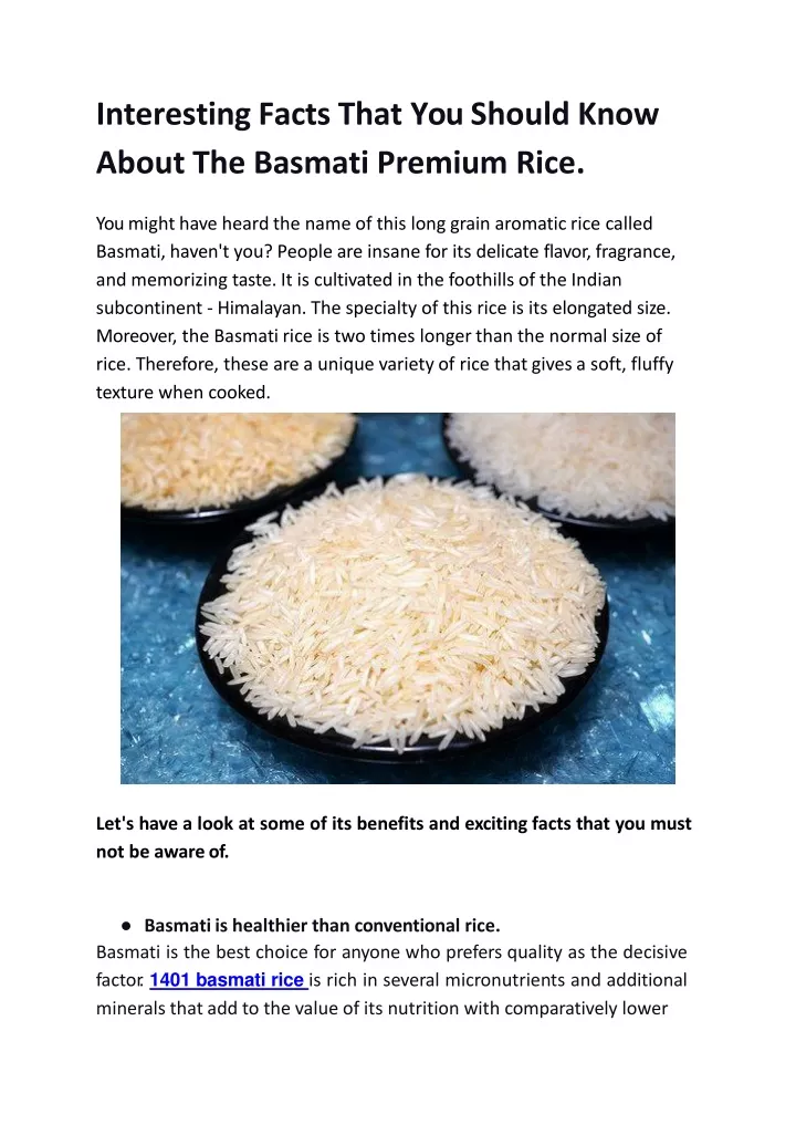 interesting facts that you should know about the basmati premium rice