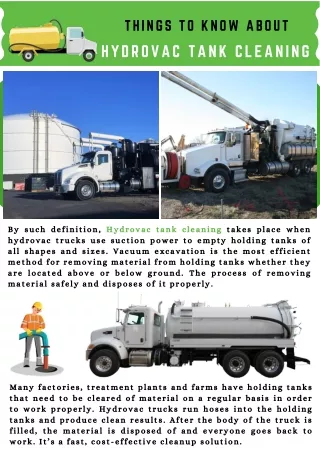 Things to Know About Hydrovac Tank Cleaning
