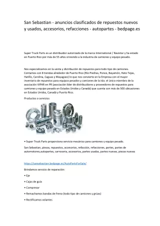 San Sebastian - anuncios clasificados de repuestos nuevos y usados, accesorios, refacciones - autopartes - bedpage.es-co