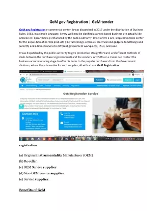 gem gov registration gem tender