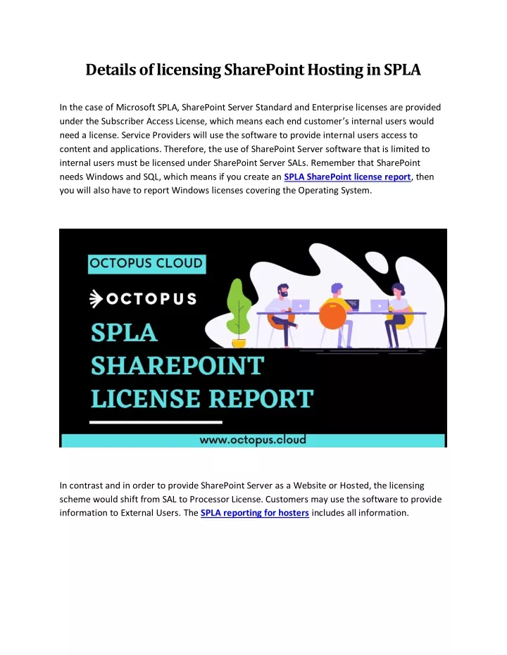 details of licensing sharepoint hosting in spla