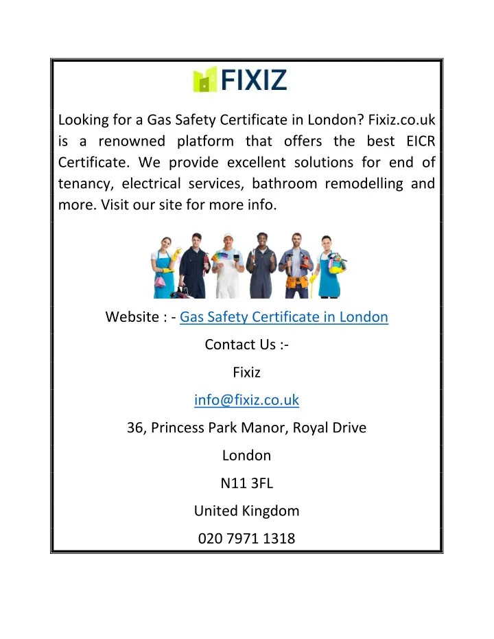 looking for a gas safety certificate in london