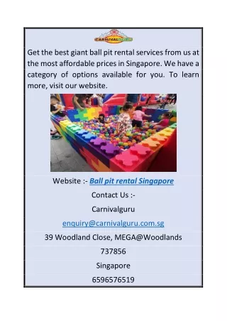 Ball Pit Rental Singapore  Carnivalguru.com.sg