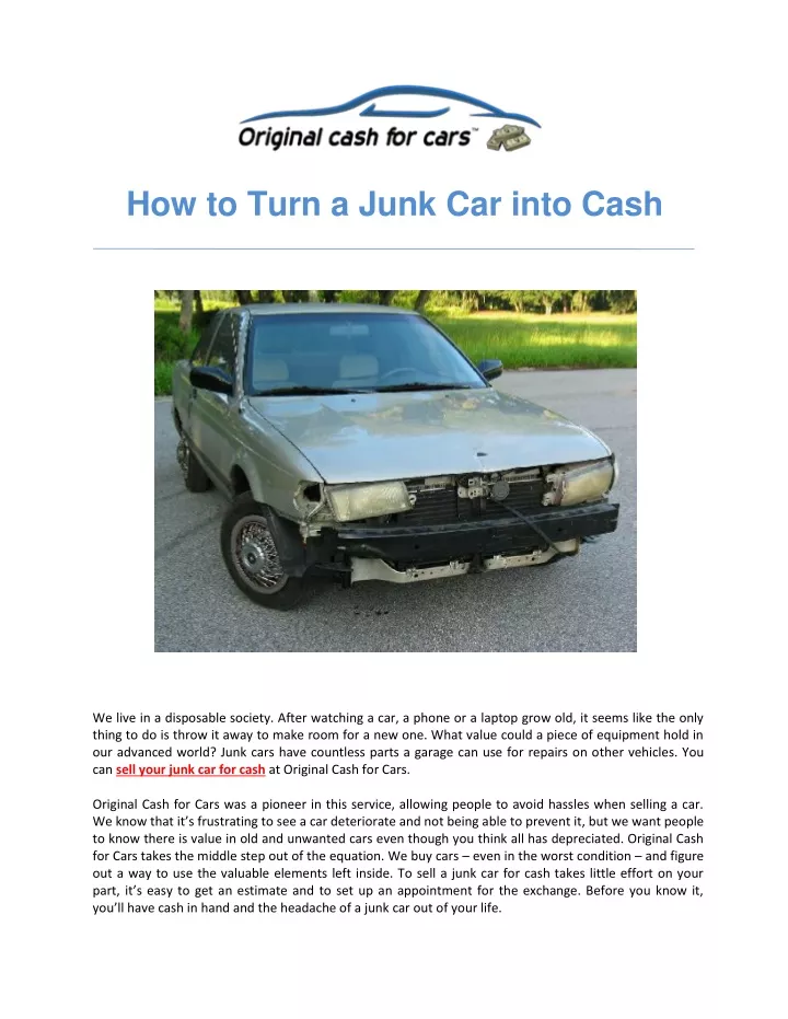 how to turn a junk car into cash