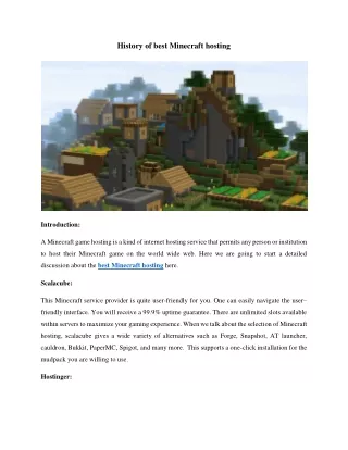 history of best minecraft hosting