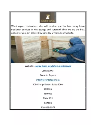 Spray Foam Insulation Mississauga | Torontotapers.ca