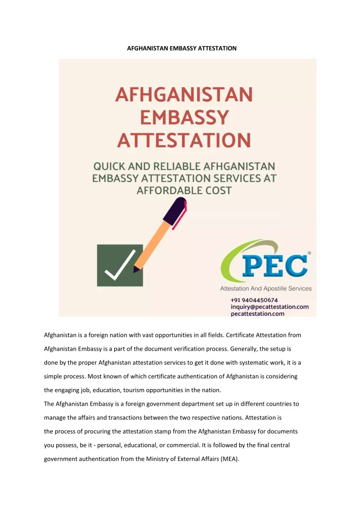 afghanistan embassy attestation