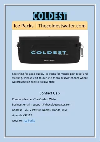 Ice Packs | Thecoldestwater.com