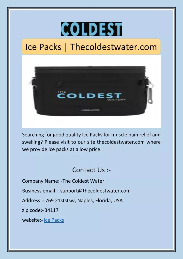 ice packs thecoldestwater com