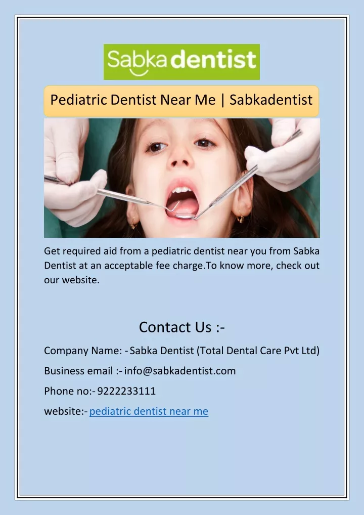 pediatric dentist near me sabkadentist