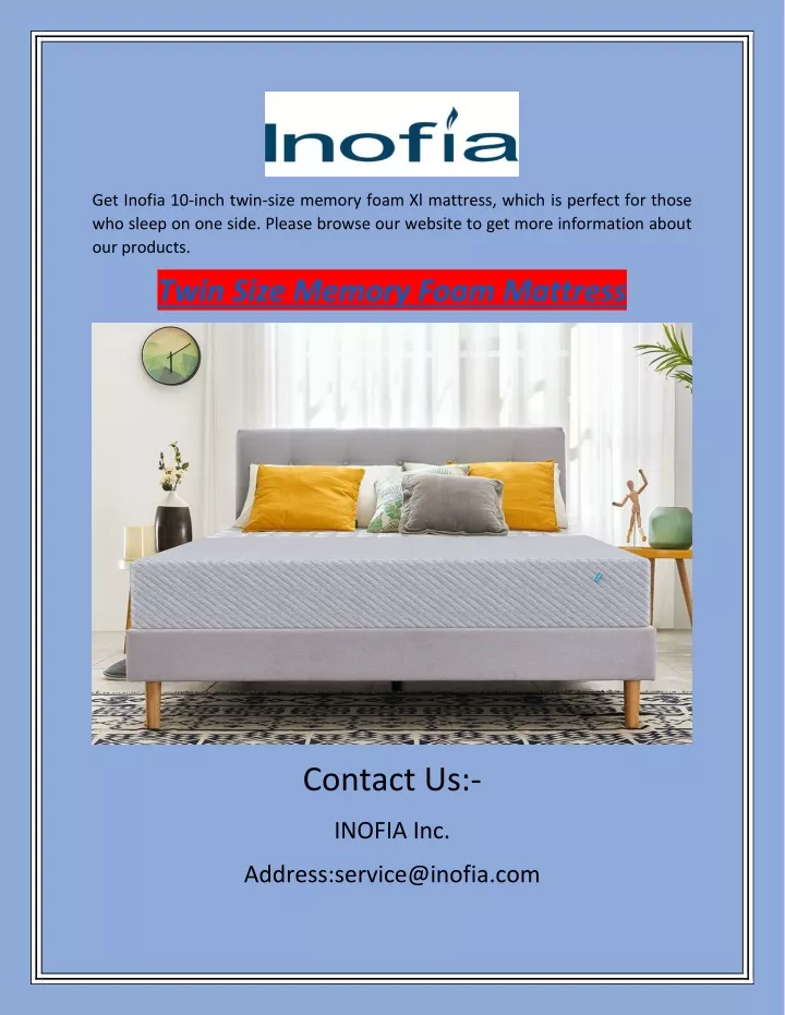 get inofia 10 inch twin size memory foam