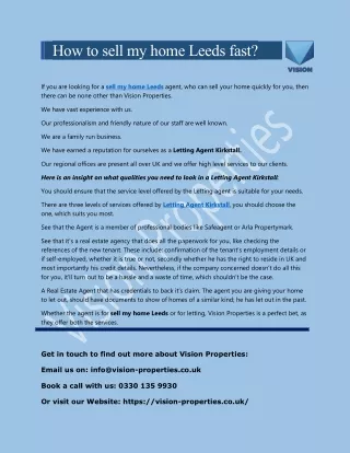 How to sell my home Leeds fast?