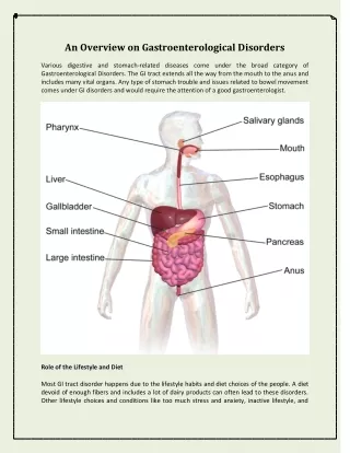 An Overview on Gastroenterological Disorders