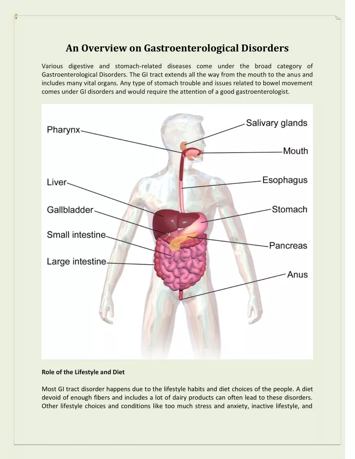 an overview on gastroenterological disorders